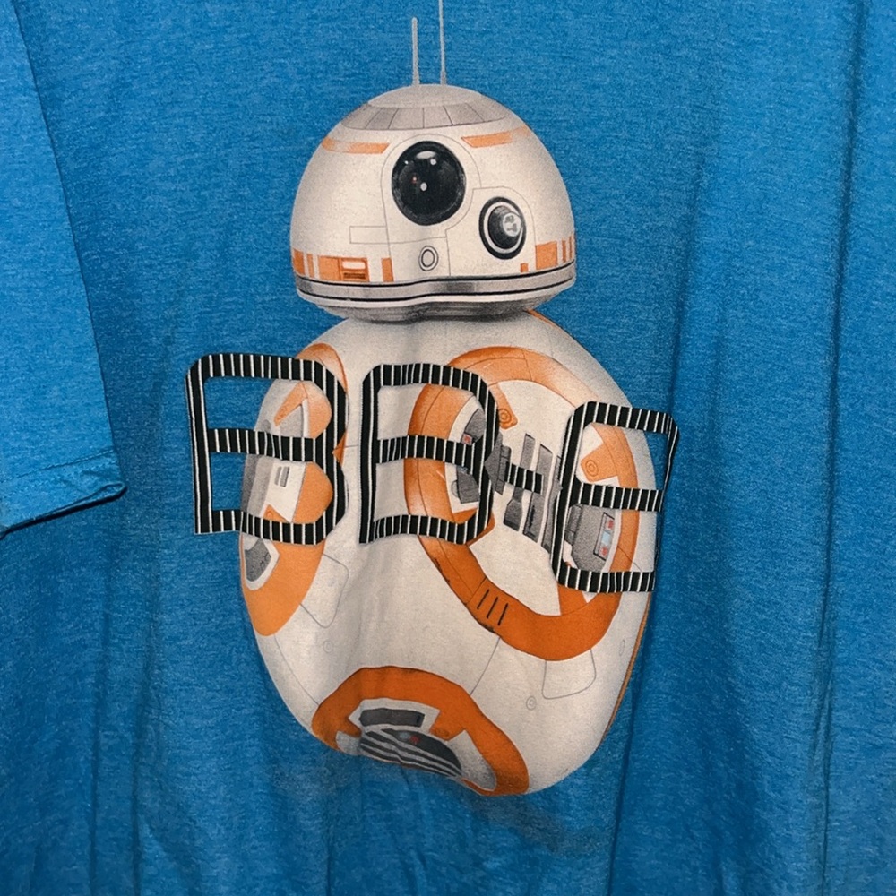 NEW MENS STAR WARS SZ 2X BLUE BB-8 GRAPHIC CREW NECK T-SHIRT - Picture 2 of 4